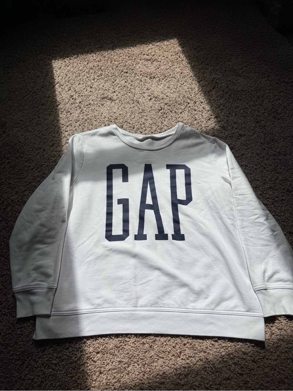 GAP White Crewneck Sweatshirt with Navy Logo
